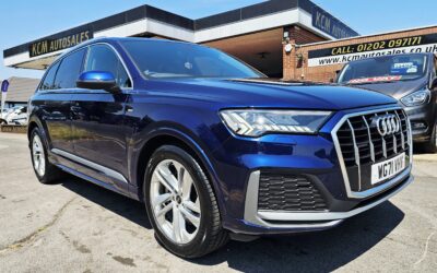 2022 AUDI Q7 3.0 TDI V6 45 S-LINE SUV 5 DOOR DIESEL AUTOMATIC QUATTRO EURO 6 S/S 231 PS 7 SEATER PRESENTED IN NAVARRA BLUE METALLIC COVERED 78,294 MILES,